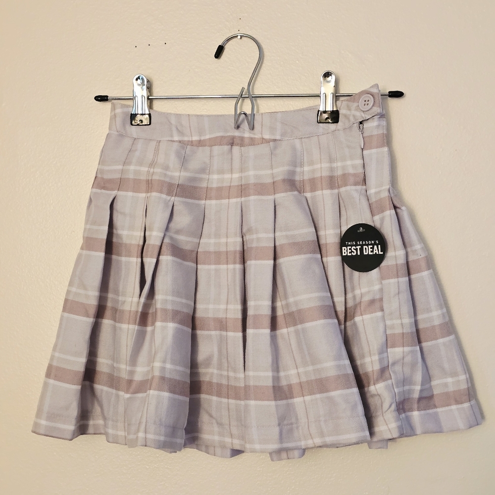 NWT Forever 21 Women's XS Pastel Purple And Pink Plaid Mini Skirt